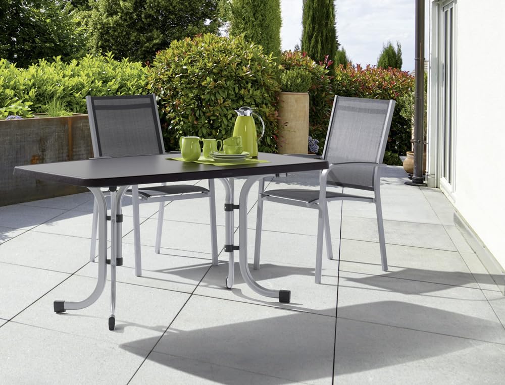 Sieger 152/W - Mesa de Comedor para Exterior (Plegable), Color Blanco, 140 x 90 cm