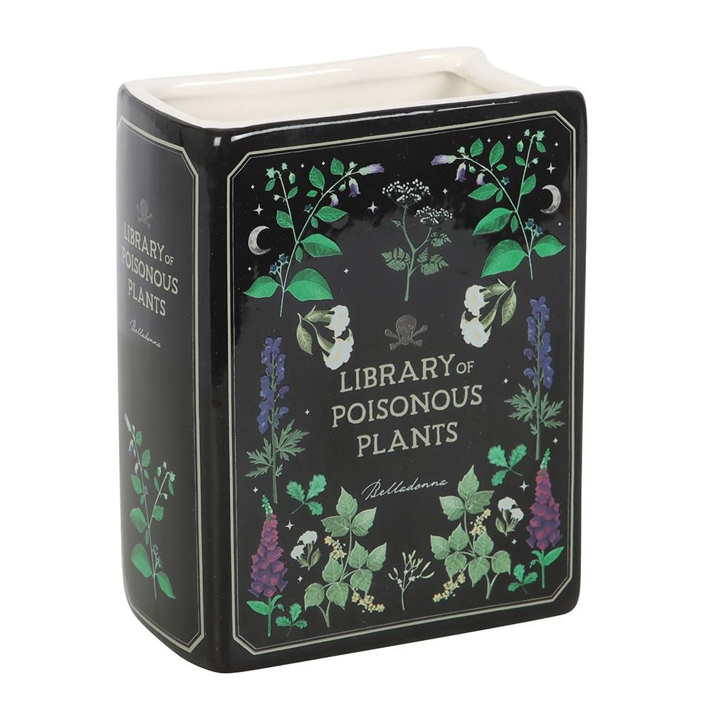 Poisonous Plants Book Shaped Ceramic Vase - H-14.5cm - Brand New & Boxed