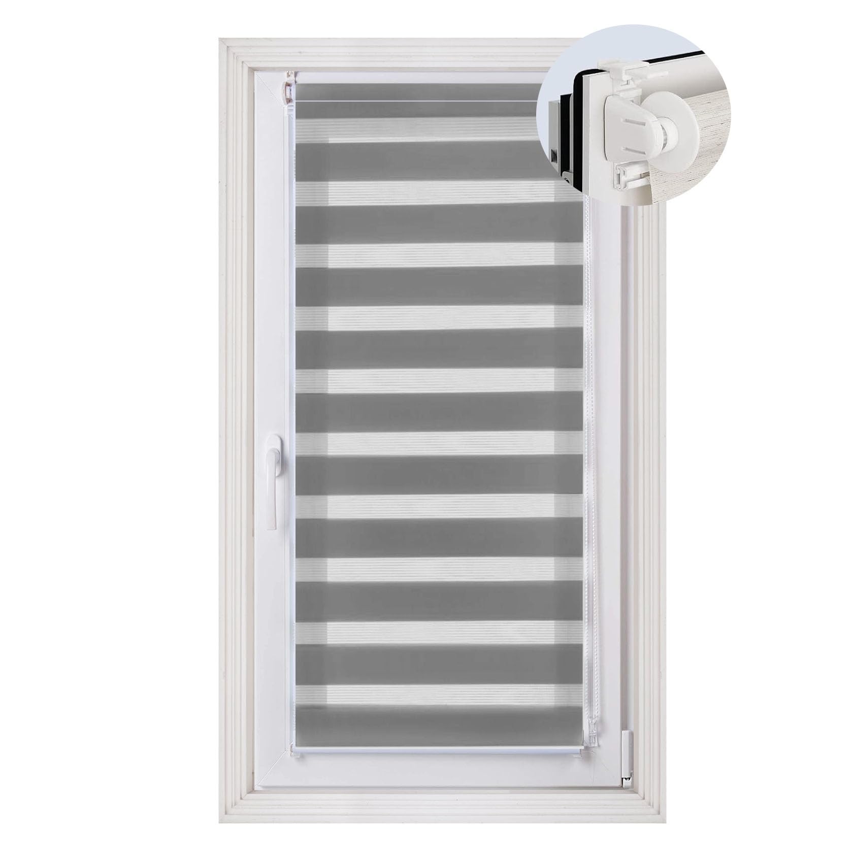 Blackout Blinds No Drill 115 x 60 cm Insulated UV Protection, Blackout Window Shades Easy Fit Fittings Included for Bedroom, Dark Grey — image 1