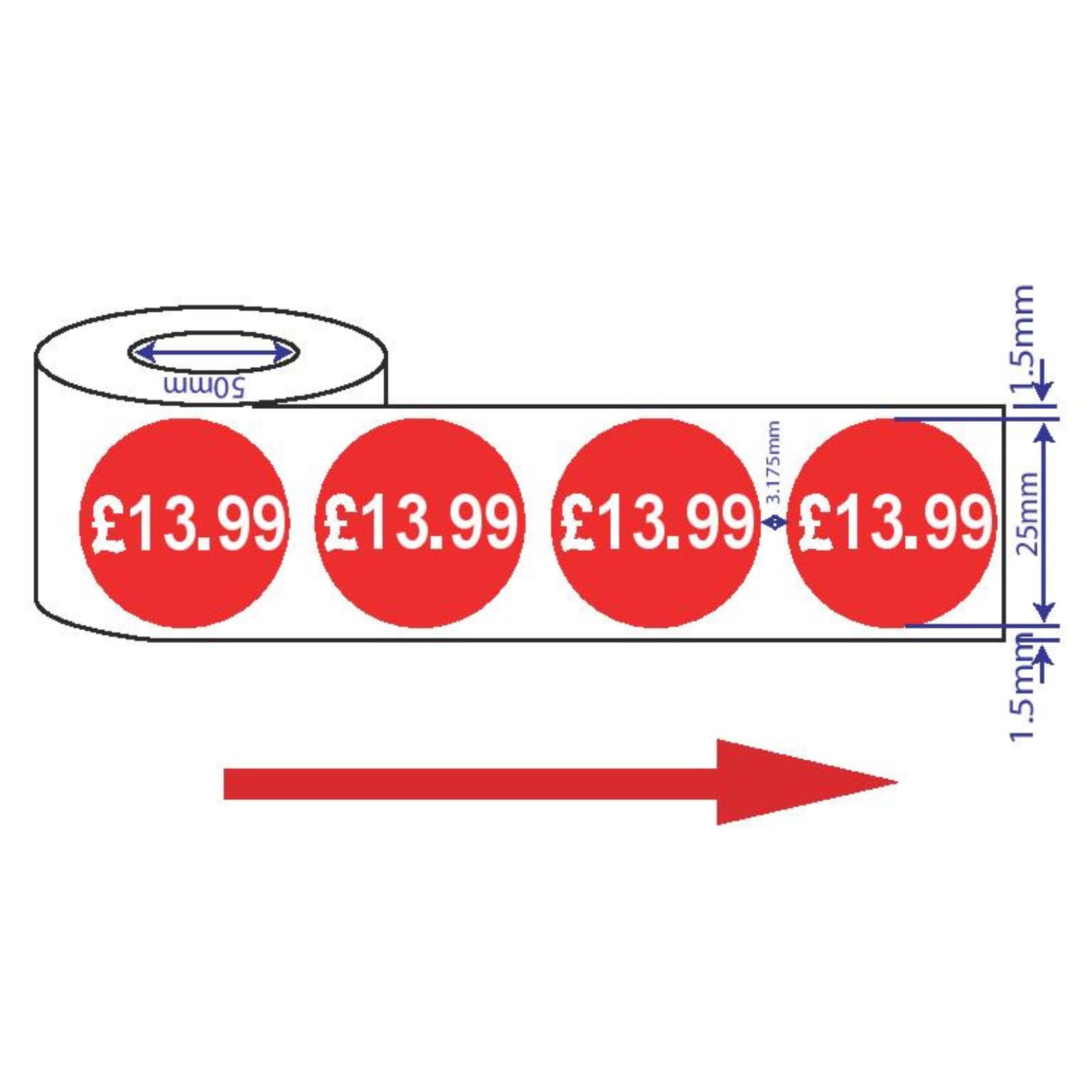 1000x 25mm £1.25-£19.99 Red Price Self Adhesive Stickers Sticky Labels Swing Tag Labels for Retail (£13.99)