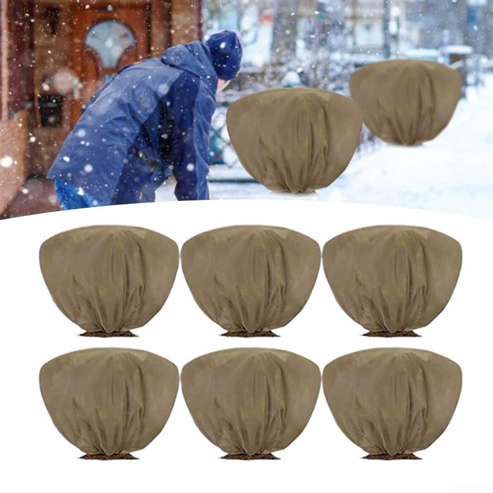 Cubierta para plantas de invierno, tela no tejida, bolsa de protección contra heladas, cierre de cordón, transpirable, a prueba de humedad, escudo esencial para arbustos jóvenes (12 piezas)