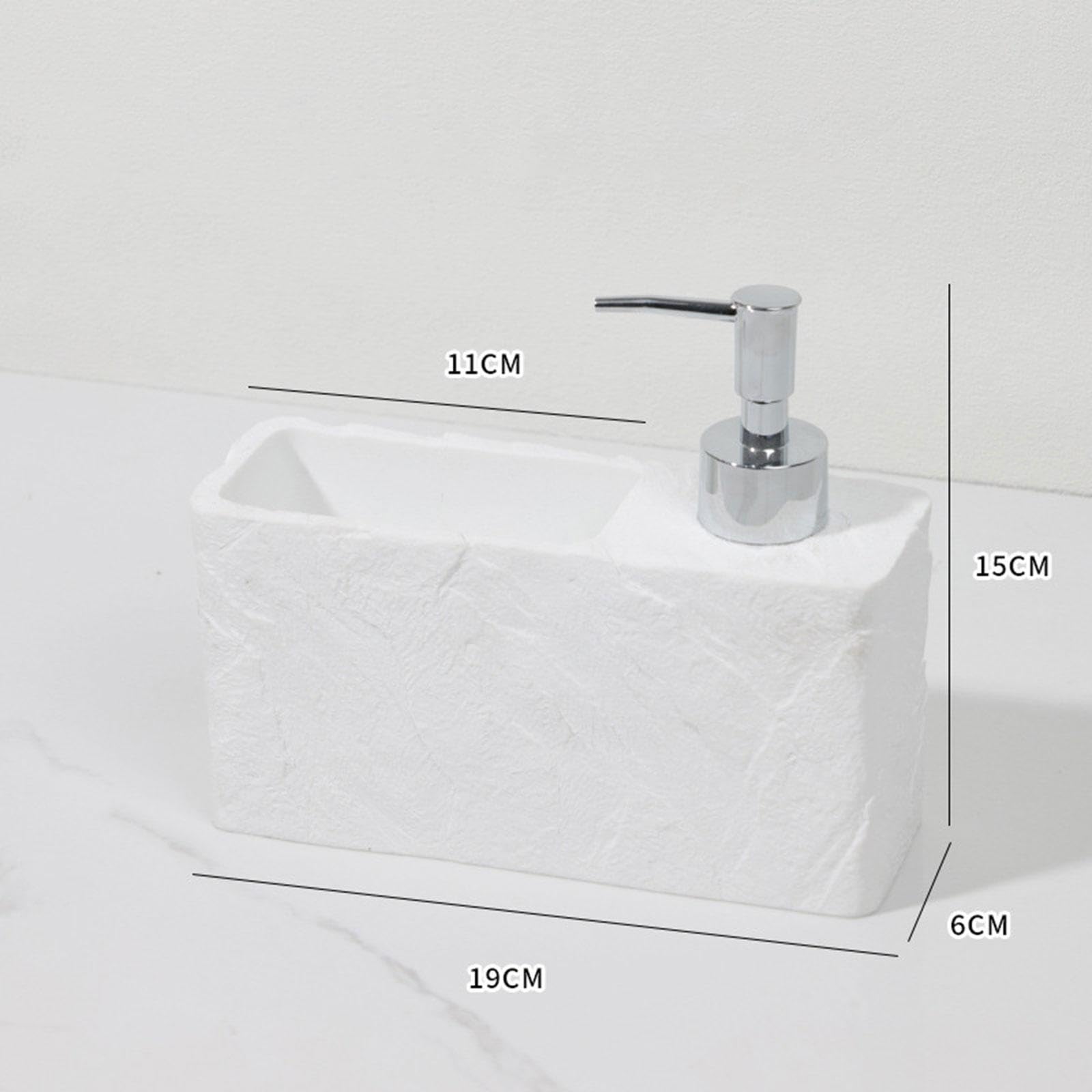 Dispenser di Sapone Liquido Dispenser con Porta Spugna Organizer Multifunzionale in Resina Pompa Erogatrice Accessorio per Cucina Bagno Adatto a Uso D, Bianco