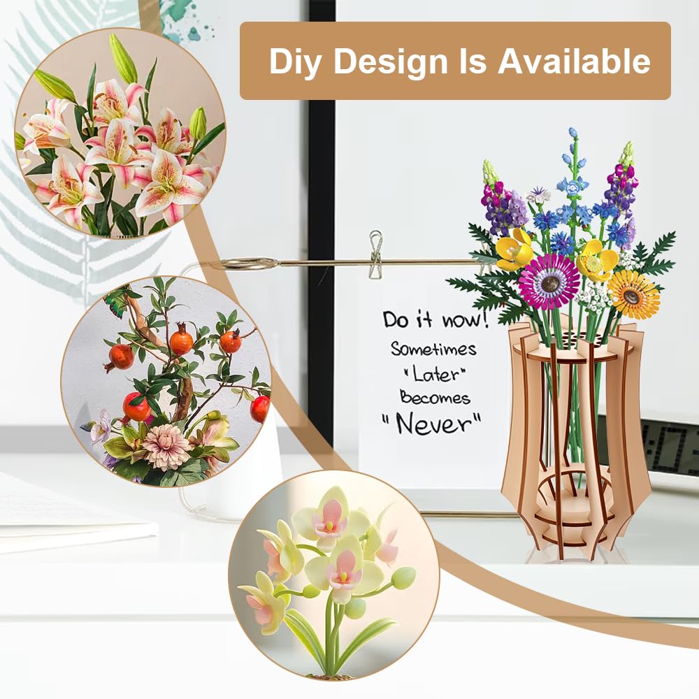 Vaso Di Fiori Finto Jigsaw - Bouquet Da 20cm, Fiori Artificiali, Decorativo Moderno - Foto 2