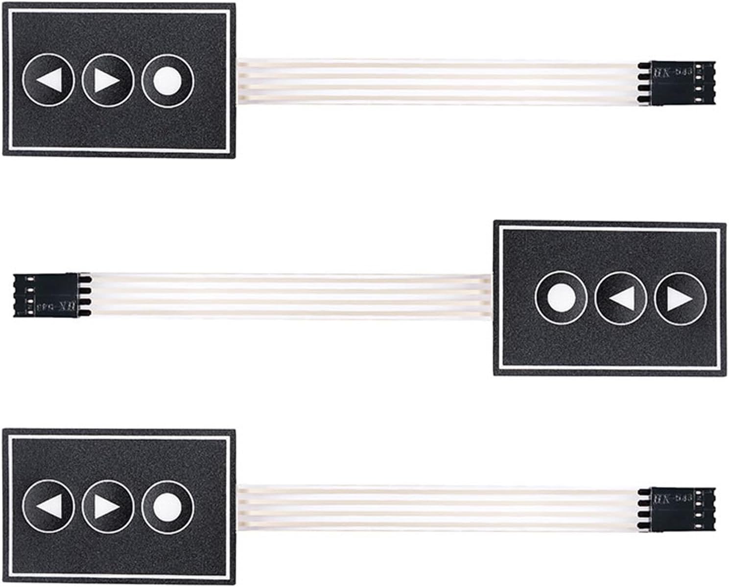3Pcs 1x3 Matrix Membrane Switch 3Key Membrane Switch Keypad Keyboard PVC PET Control Panel Switch 36*55mm 4Pin DIY Accessory for Arduino