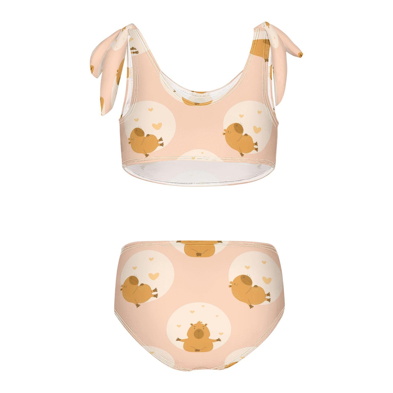 Dussdil Cute Capybara Yoga Hearts Girls Swimsuits 2 Piece Swimwear Bikini Set Beach Bathing Suit for Summer Girl Kids 3T Multicolor
