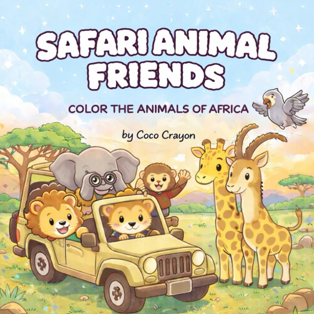 Safari Friends - Color the Animals of Africa: ute and Simple Safari Animals Coloring Book for Kids Ages 3–6