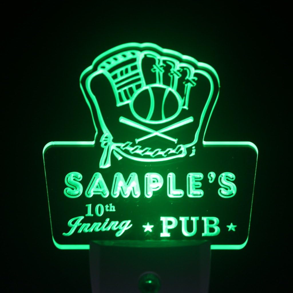 ADVPRO wspo-tm Name Personalized Custom Baseball Inning Bar Beer Day/Night Sensor LED Sign