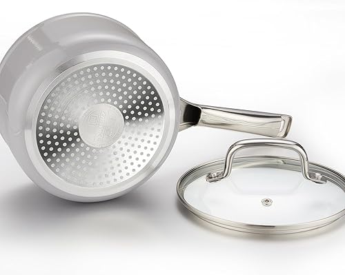 Miniatura 5 de MSMK Cacerola esmaltada de cerámica sin PFAS de 2.5 cuartos de galón con tapa de vidrio templado, arroz quemado también antiadherente, apto para