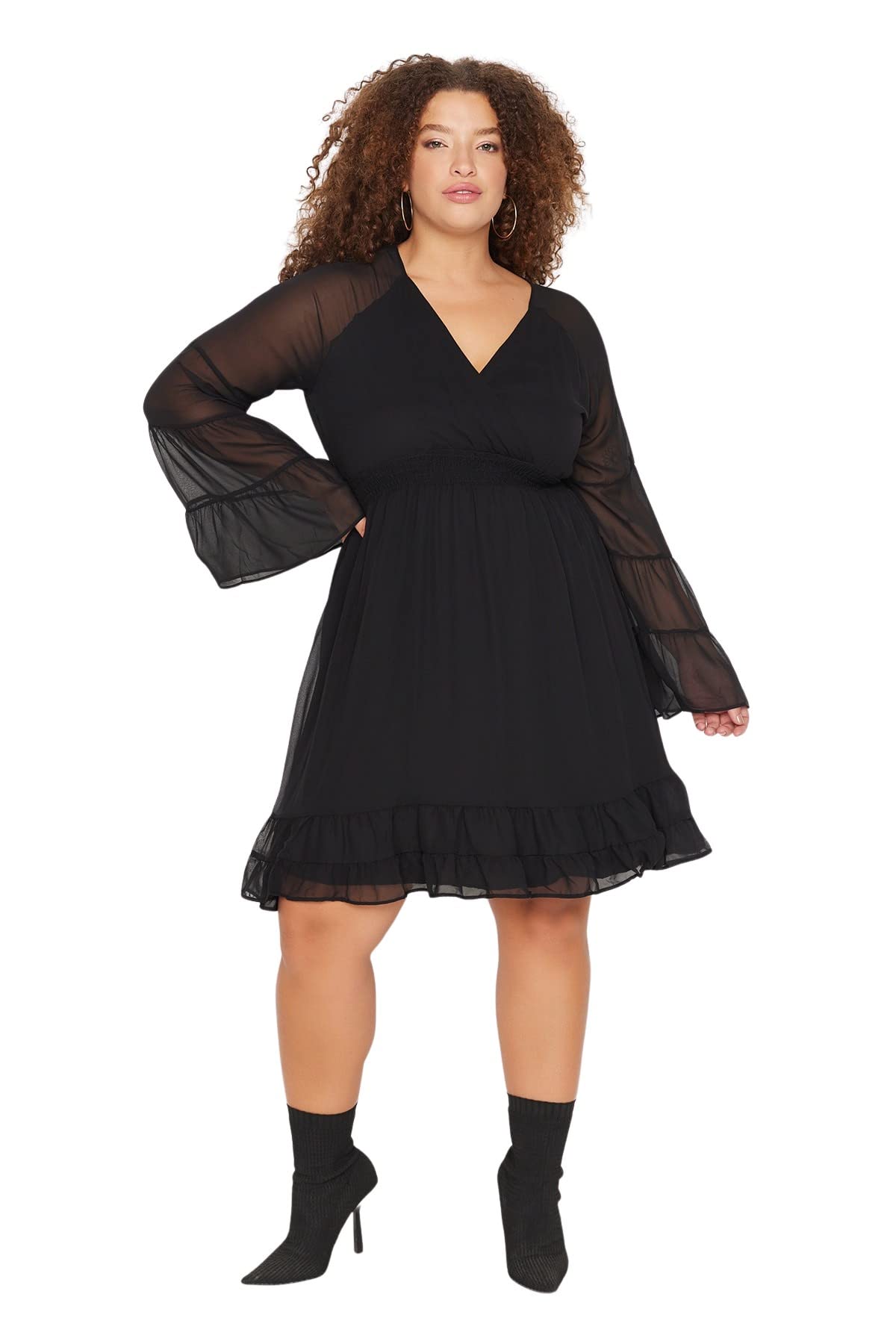 Trendyol Robe Grande Taille-Noir-Skater Femme