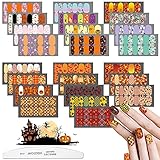 JERCLITY 24 Sheets Halloween Nail Polish Strips Stickers Maple Leaf Full Nail Wraps for Women...
