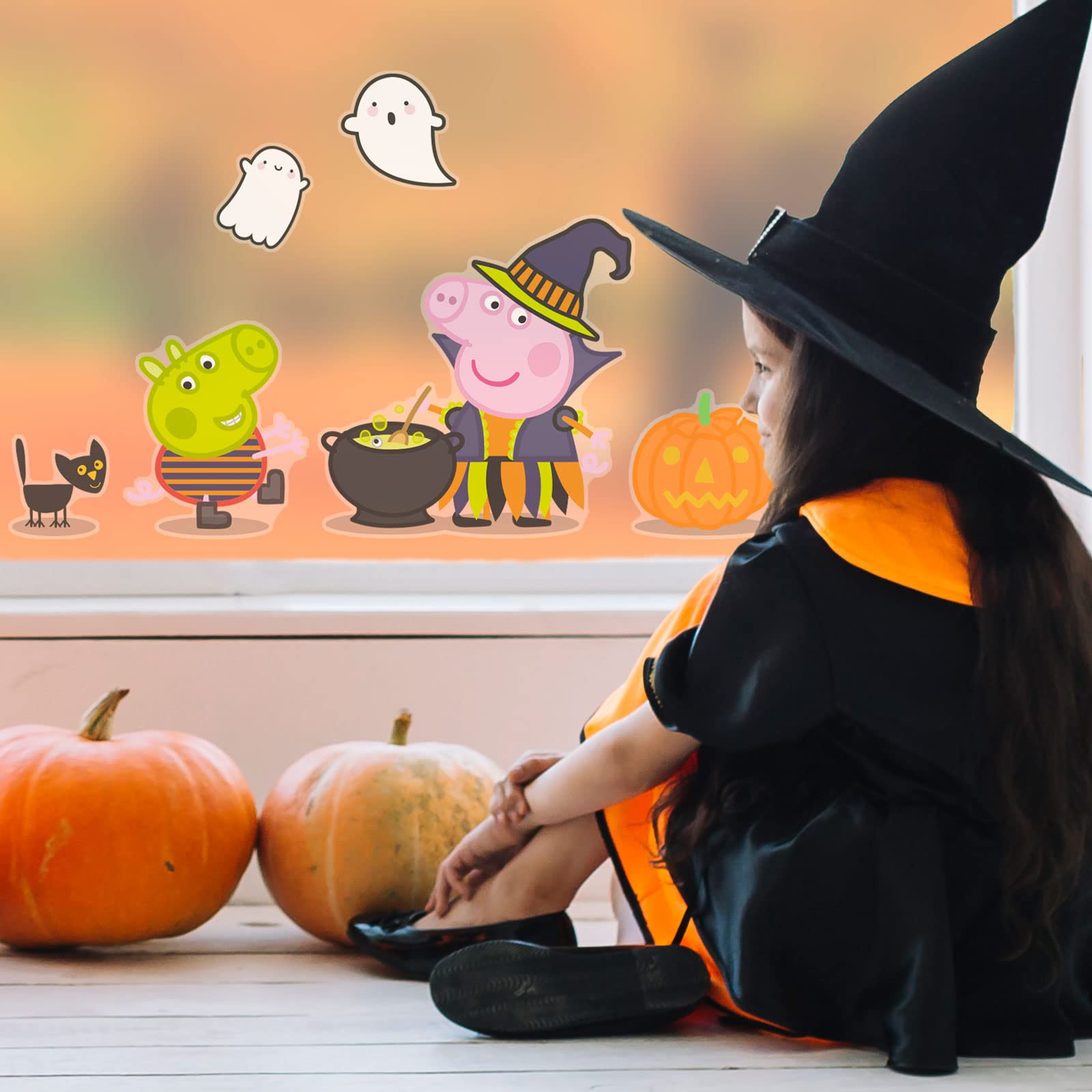 Stickerscape Halloween Peppa Pig Window Stickers | Official Decal, Window Decor | Easy To Apply, Cleanly Removable And Repositionable