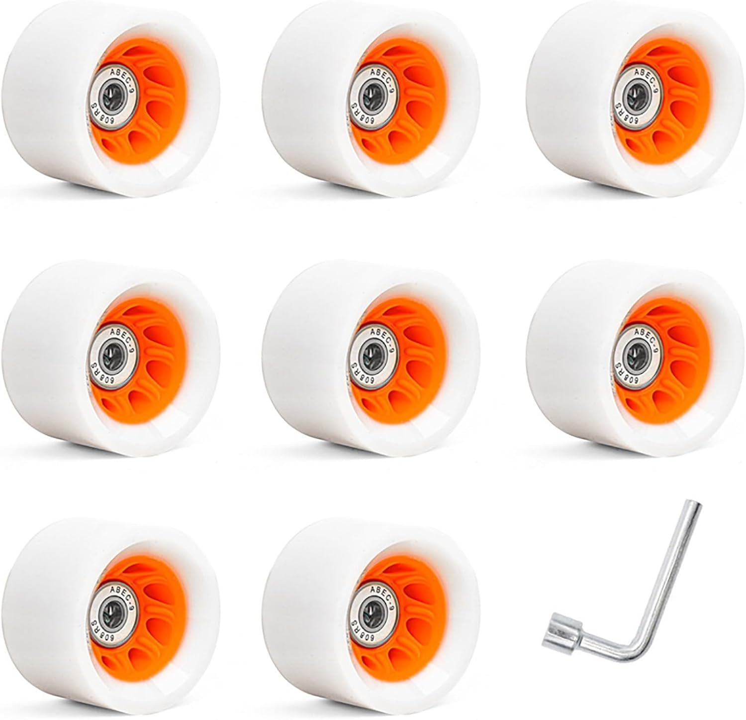 Roller Skate Wheels Set of 8, 58x32mm and 58x39mm PU with High Carbon Steel Bearings for Indoor Outdoor Quad Skates
