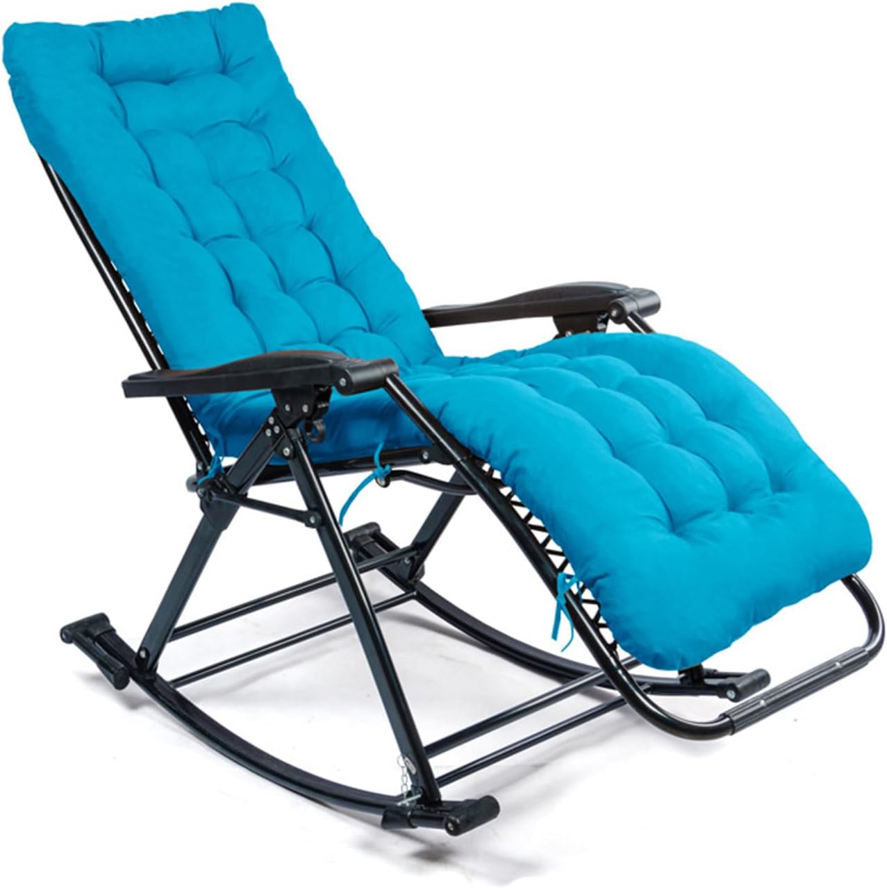 Folding Lounge Chair Reclining Chair, Outdoor Lounge Chairs Patio Recliner, Reclining Lounge Chair with Removable Cushion, for Garden Backyard Beach,F