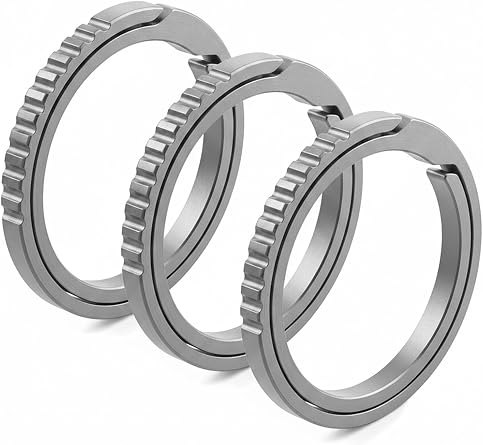 PJYTAC Titanium Key Rings Heavy Duty Easy Open Split Key Chain Rings | Side Push, No Nail Damage, Hypoallergenic, Anti-Slip Ultra Lightweight EDC Bulk Keyrings for Car Key Fob, Gift for Men Women