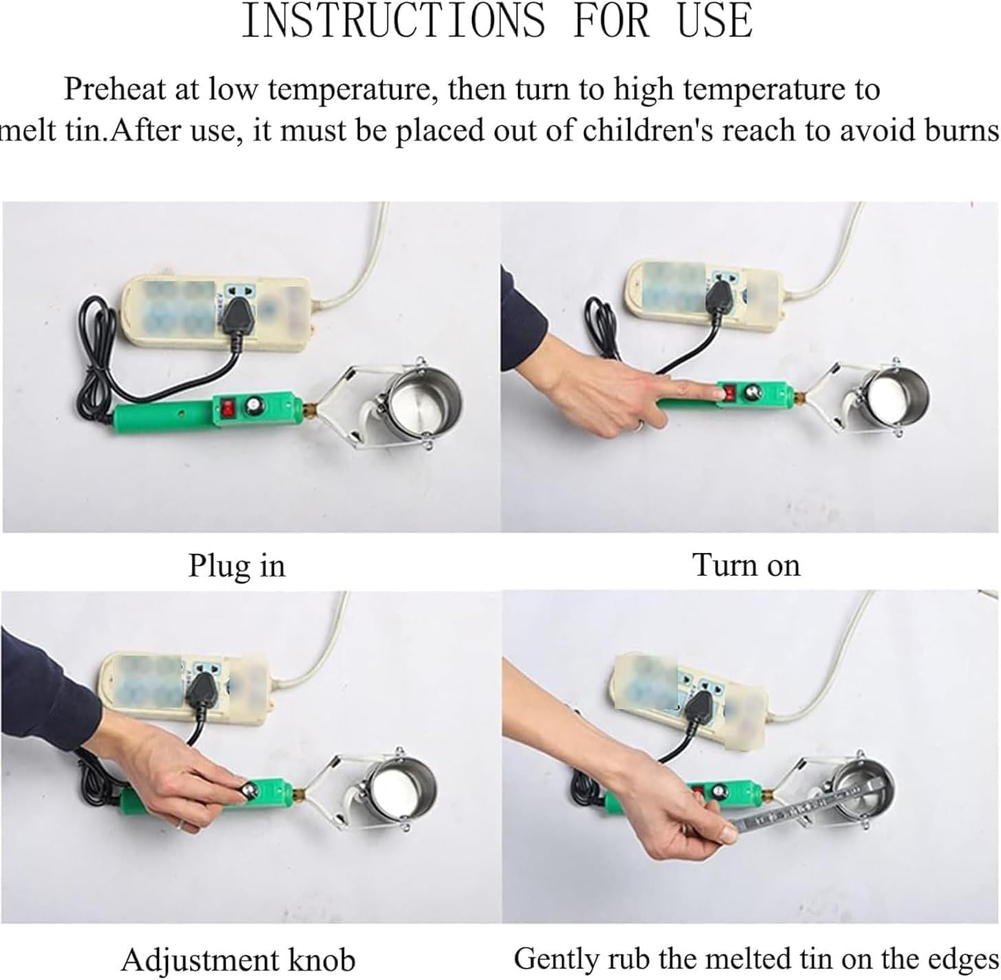 Fusión de plomo, Horno de soldadura eléctrica de 420W con capacidad de 1100 G, rango de temperatura 150-450 ℃, diseño portátil, para formas de pescado de pescado, perfecto para fundir crisoles de