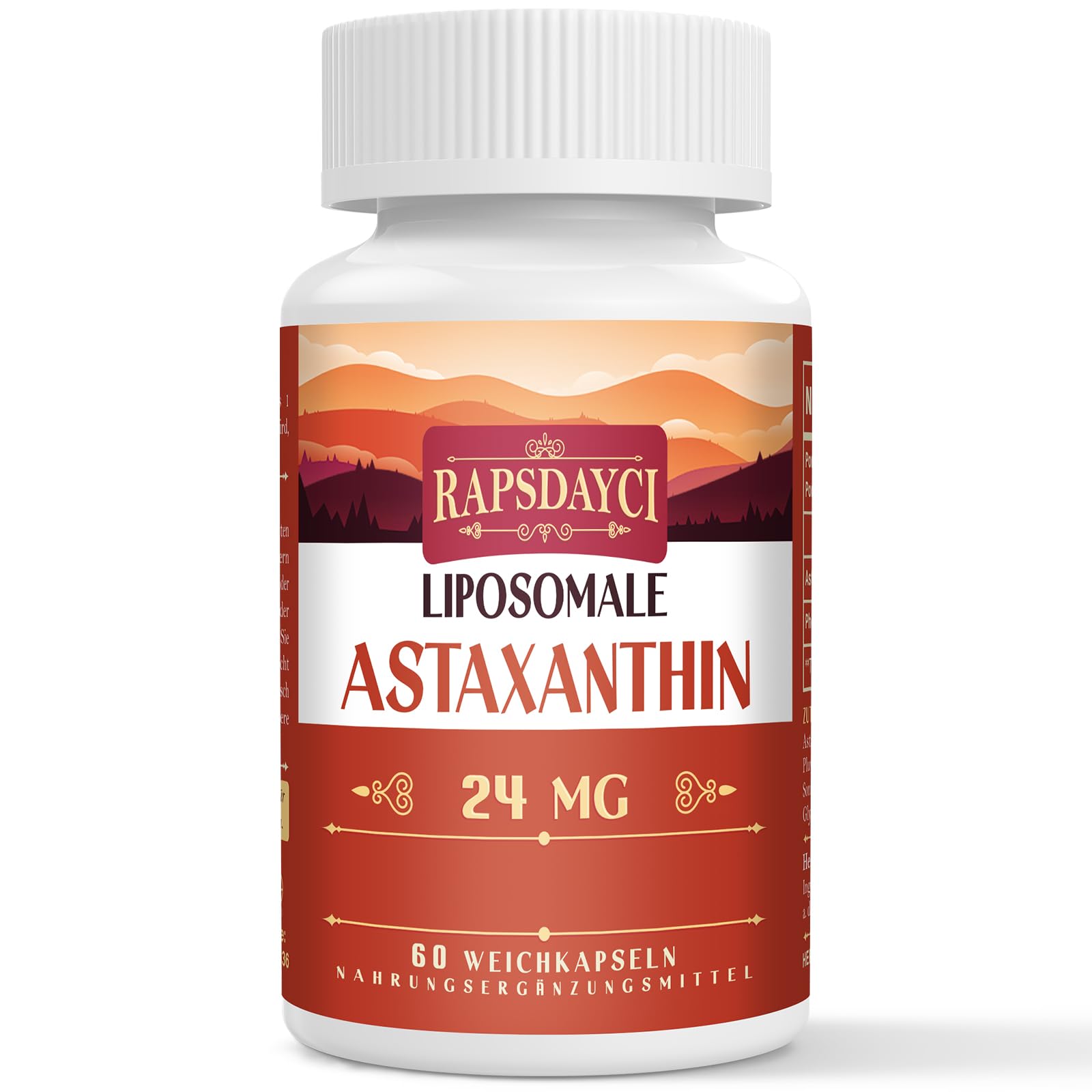 Liposomal Astaxanthine Supplément 24mg par portion, Formule Antioxydante Puissante que la Vitamine C, Absorption Supérieure (60 Unités (Lot de 1))