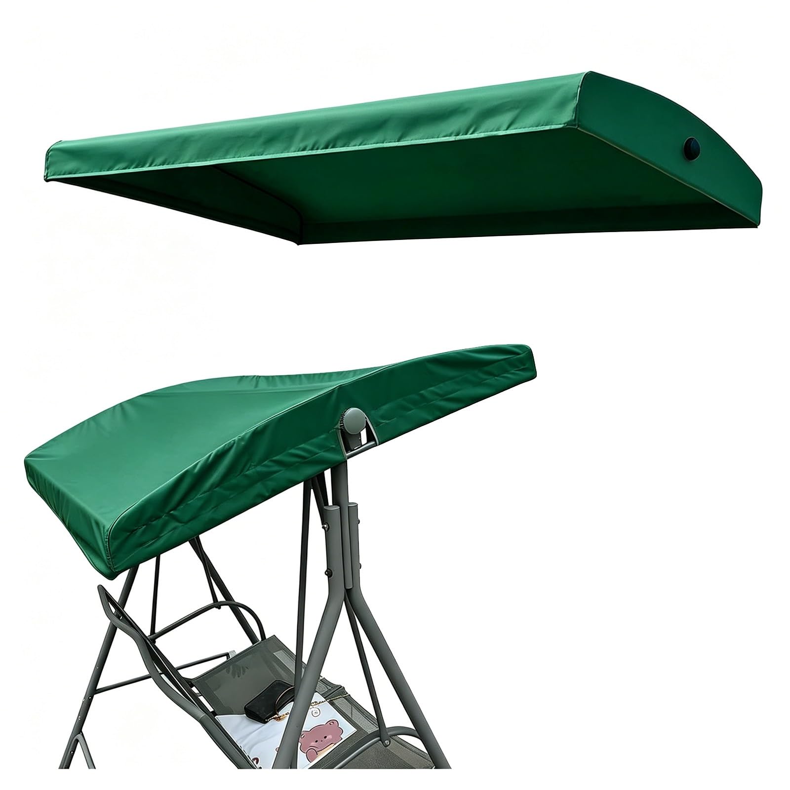 BiSaXieTa Swing Canopy Replacement Cover, Waterproof Oxford Fabric Canopy Replacement Cover for Patio Swing, UV Protection, with Side Grommets(Green,64x45in)