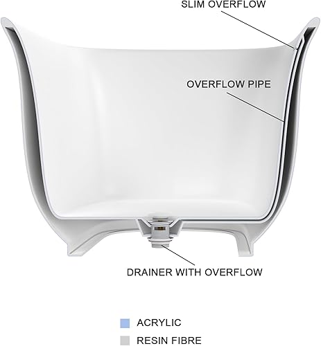 Miniatura 23 de Bañera independiente de acrílico de 67 pulgadas, bañera independiente, bañera de remojo, certificado cUPC, CM (blanco brillante)