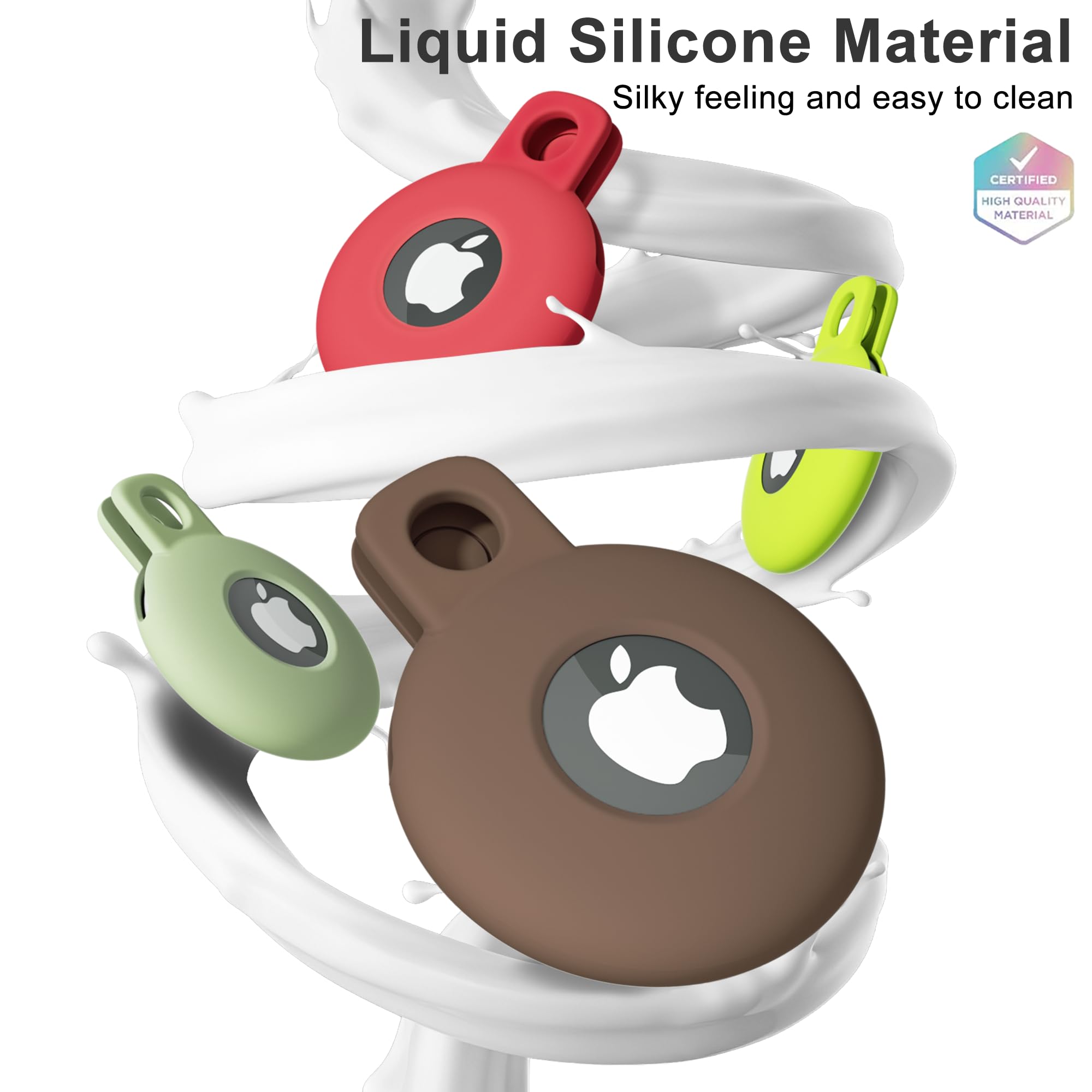 Svanove Svanove for Airtag Keychain Airtag Holder Key Ring, Siliocne Airtag Case Air Tag Cover, Cute Airtag Accessories for Kid, Luggage, Cat Dog Collar, Car, Compatible with Apple Airtag 2021, Brown Fall in use