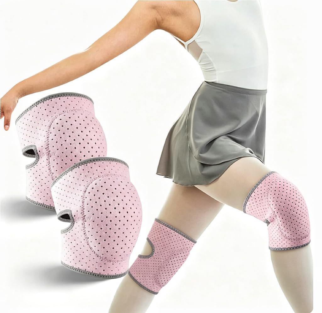 ZAUXVAI Adjustable Dance Knee Pads for Women, Breathable Thick Sponge Knee Protector for Ballet Yoga Kneeling Floor Work, Non-slip Knee Support for Dance Training Sports