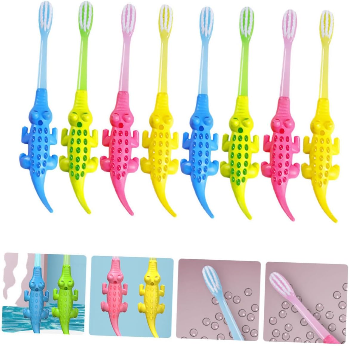 8Pcs Toothbrush with Soft Bristles Short Neck Safe PP Material Cartoon Animal Design for Tooth Care Training and Gentle Cleaning Random Color