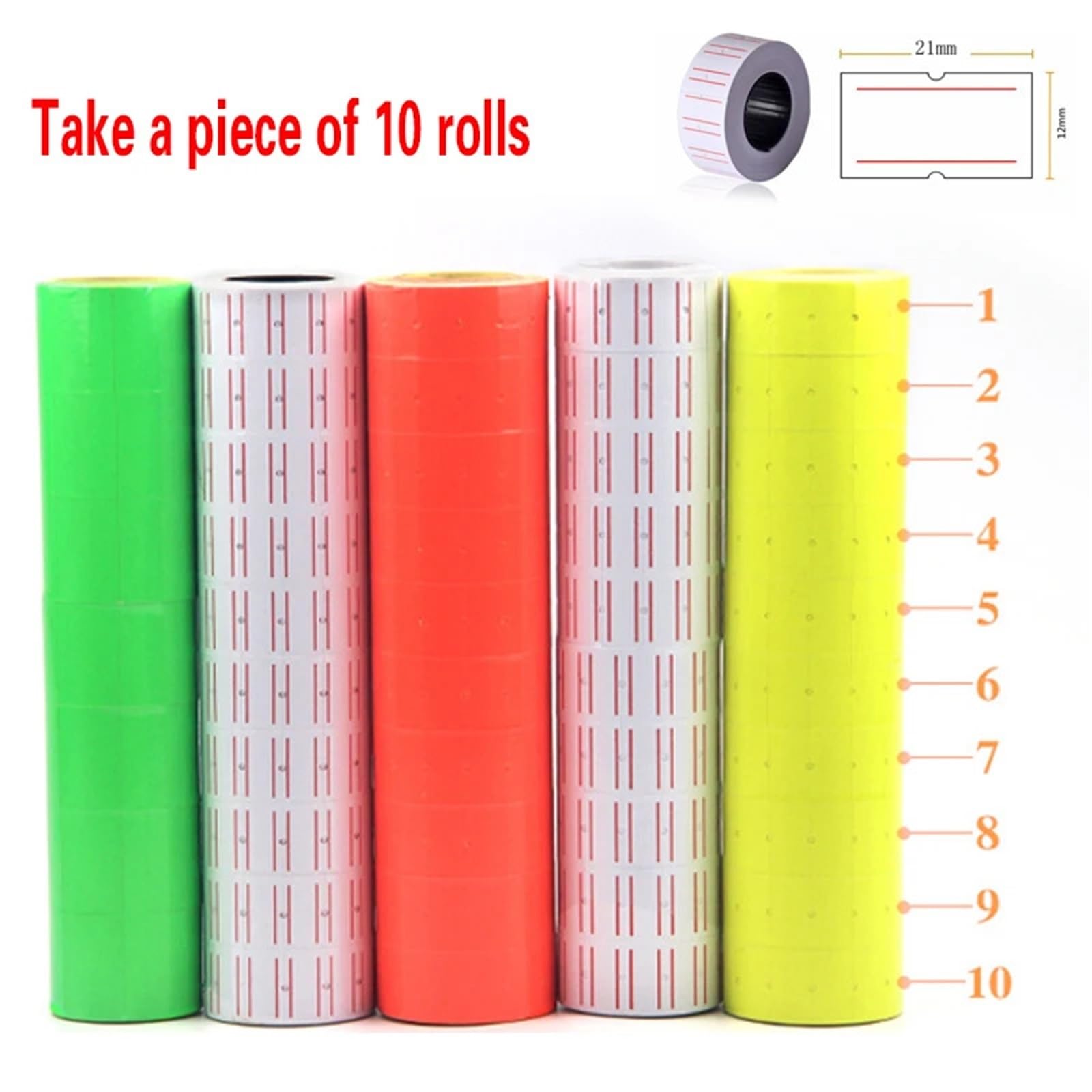 Lot de 30 rouleaux d'étiquettes de prix pour pistolet MX-5500 - 21 x 12 mm - Rouge
