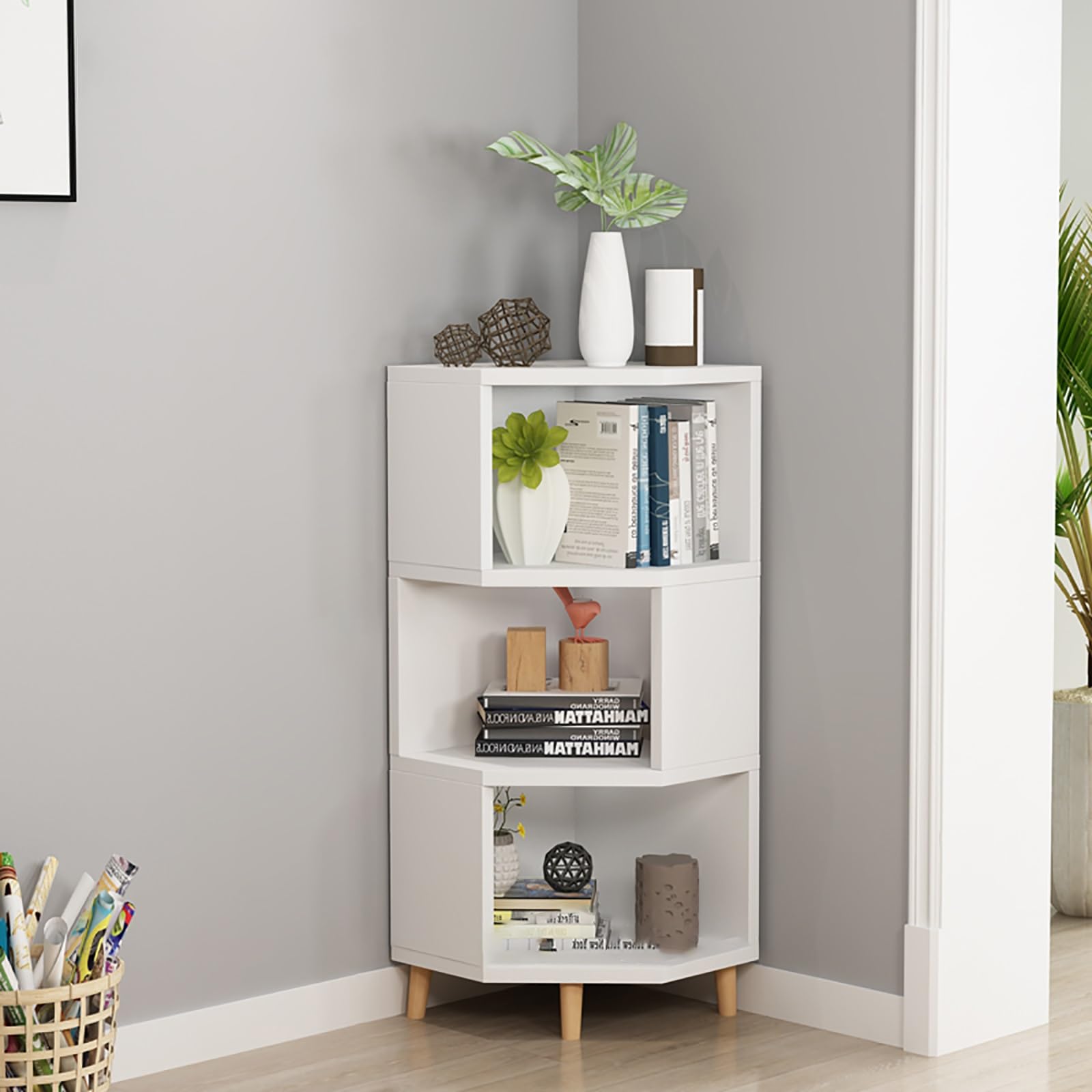Office Corner Cabinet Bestier L Shaped Desk With Storage, 55