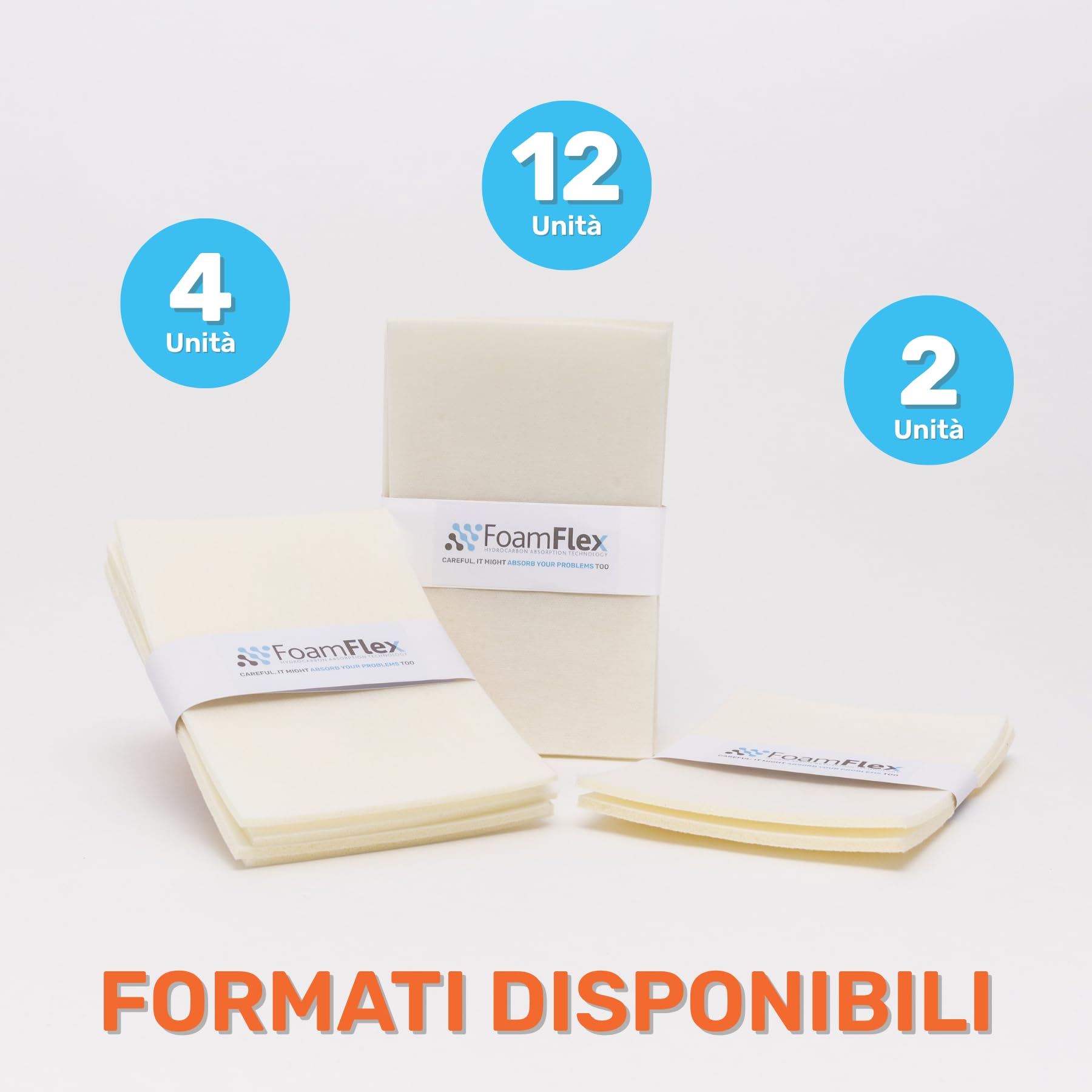 Kit da 4 Spugne Oleoassorbenti e Idrorepellenti, 16 x 24 cm H 0.5 cm, Riutilizzabili, per Pulizia di Oli e Liquidi