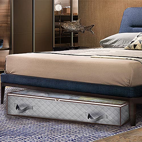 JNYONG 6-Pack 100L Underbed Storage Bags, Large Clothes Blankets Underbed Storage Containers Organizers with 4 Handles and 2 Sturdy Zippers, Bedroom Organization and Storage for Clothing Shoes with Clear Windows