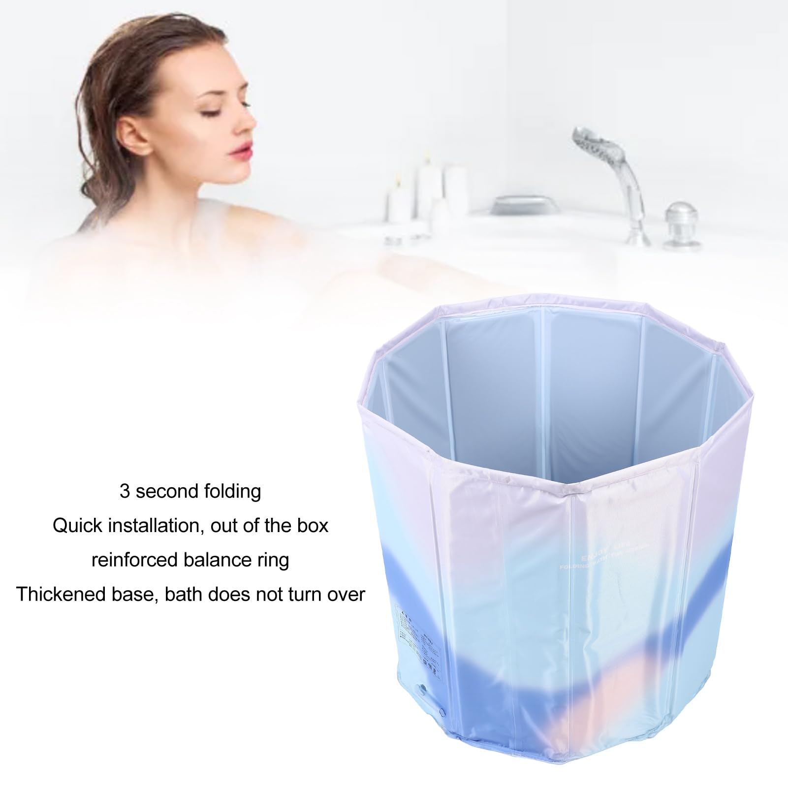 Vasca Pieghevole Portatile Per Adulti | In PVC | 120x55x50 Cm | Con Rubinetto Di Scarico | Per Interni Ed Esterni - Foto 6