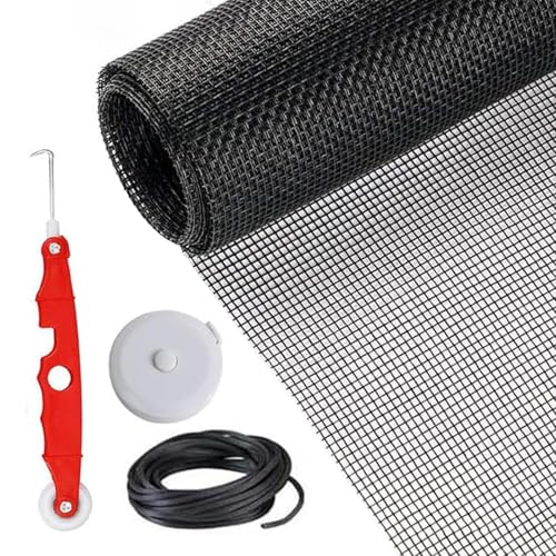 屋外用スクリーンネット - ペット侵入防止ファイバーグラス製ロールスクリーン、窓用スクリーンの修理 | 157x47インチ 屋外用スライド式スクリーン修理キット、引き戸修理キット(ポーチ、パティオ、プールフェンス、ガーデンプロテクション用)