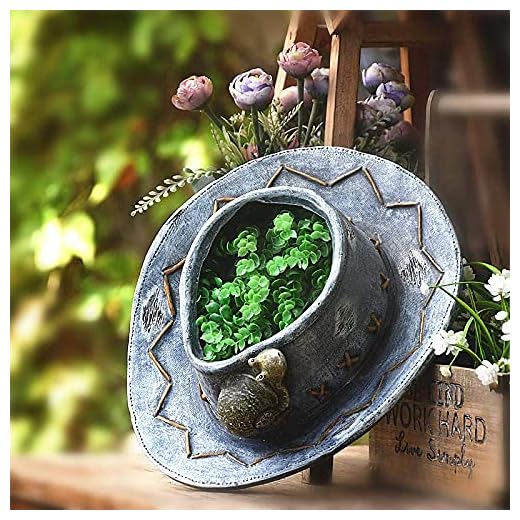 Utomhus dekor staty för hemgården dekoration skulptur trädgård prydnad figur blomma flower pott trädgård dekoration utomhus blå jeans effekt groda snigel succulents växter blomma kruka (Color : Hat)