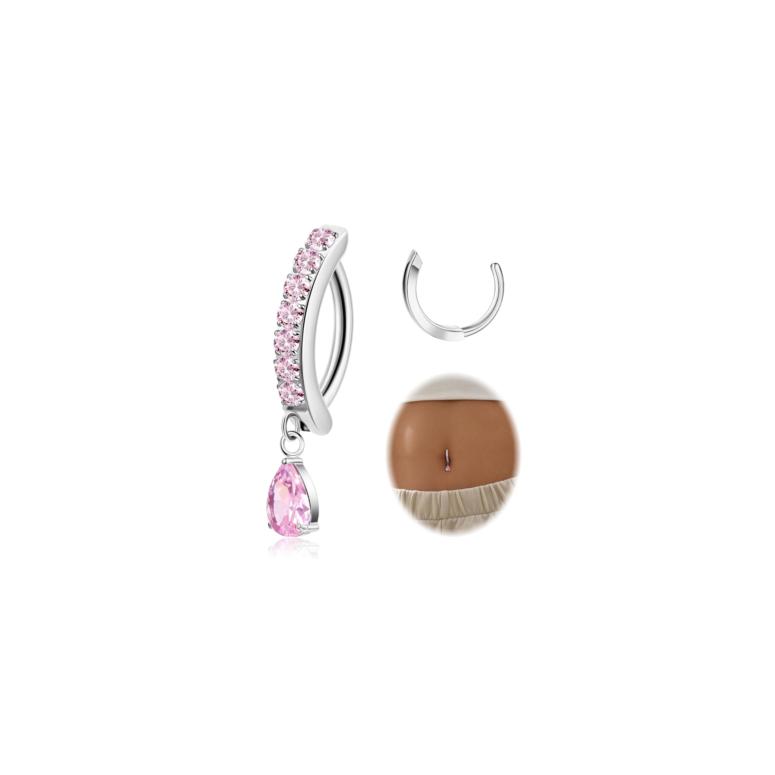 G23 Clicker Belly Ring Teardrop Dangle