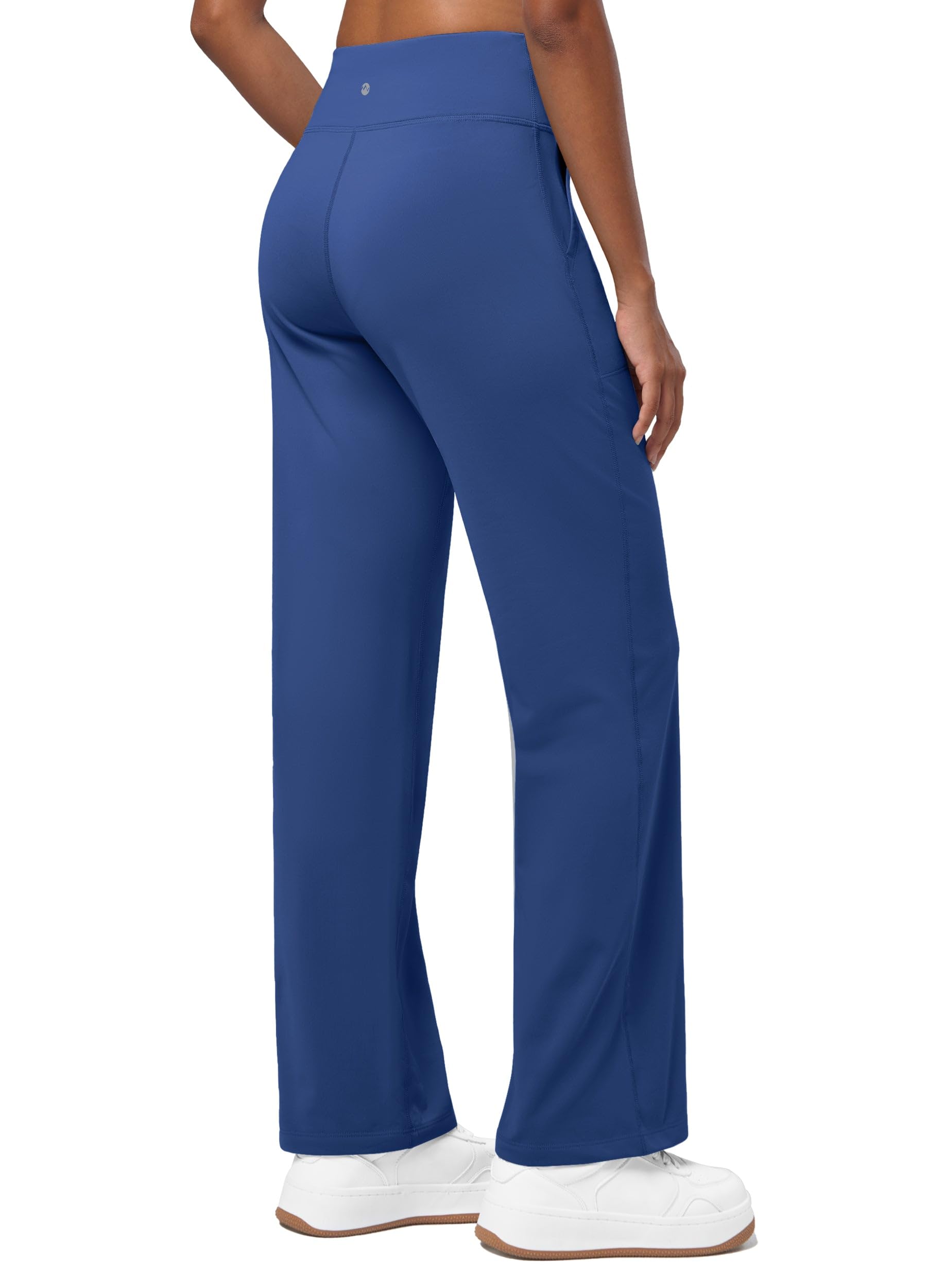 Willit Pantalones térmicos con forro polar para mujer, de pierna ancha, para yoga, invierno, con bolsillos, cintura alta, pantalones casuales para descansar