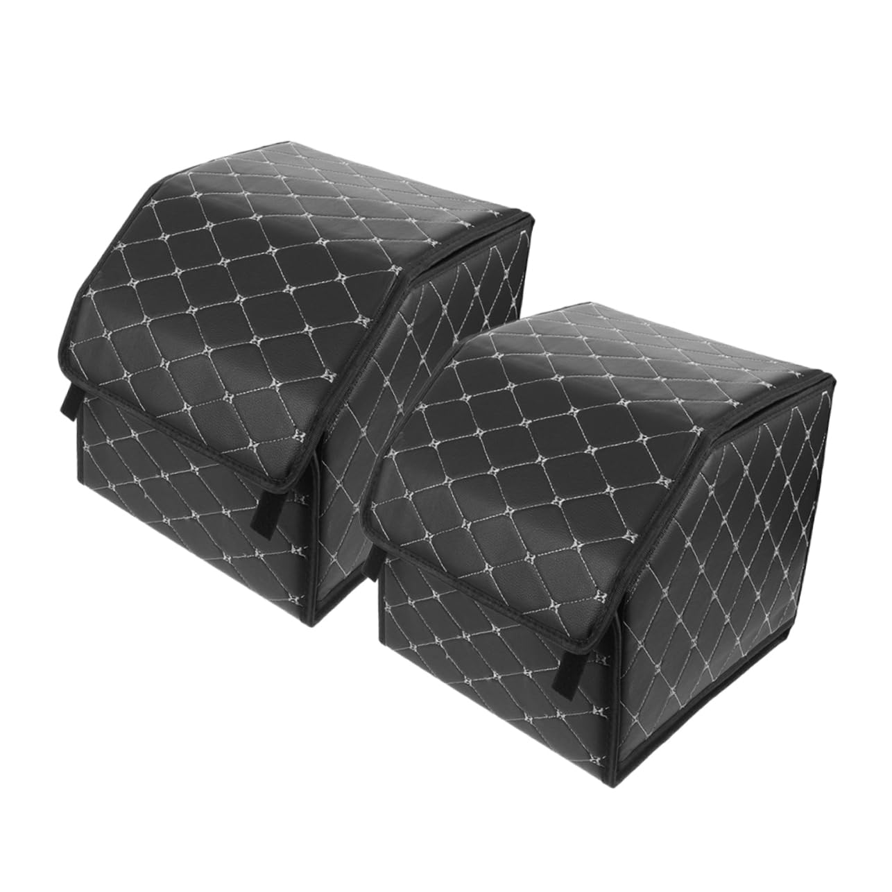 Conteneurs de stockage de voiture Mikinona en cuir pliable | Lot de 2 boîtes de rangement