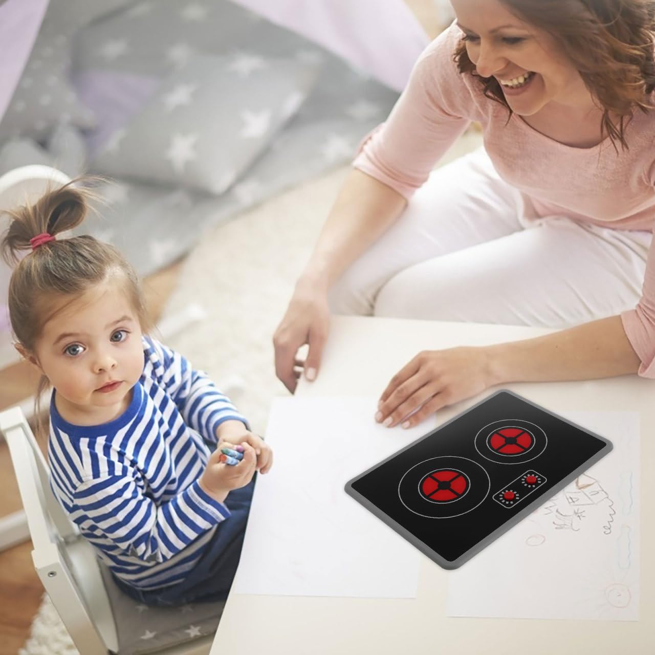 DECHOUS Fornello a induzione Mini utensili da cucina a induzione, fornello a induzione luminoso, accessorio da cucina in plastica
