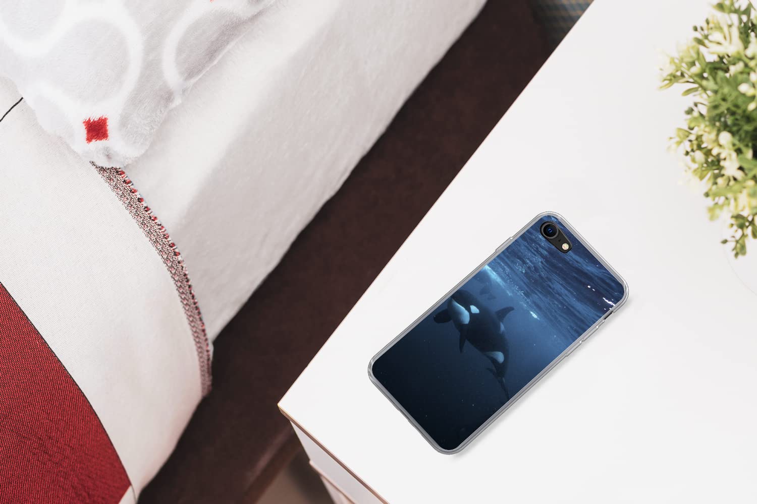 MuchoWow Funda para iPhone SE 2020 - Orcas bajo el Agua - Funda de Silicona/Funda Blanda para teléfono móvil