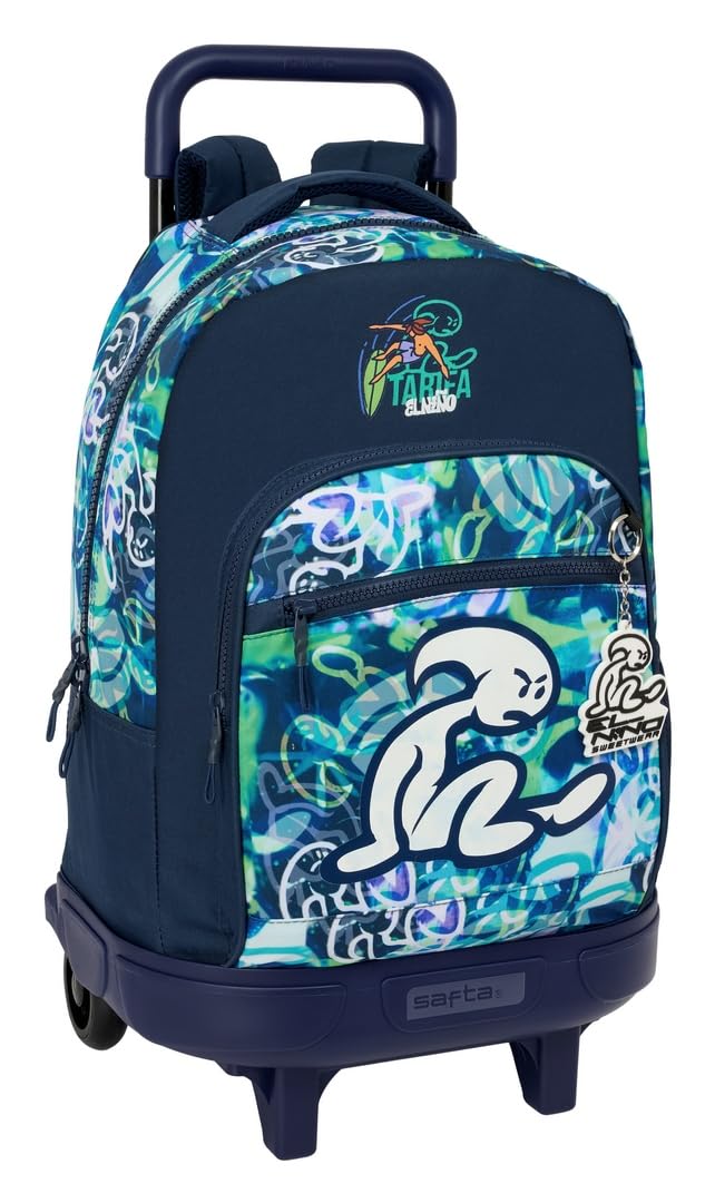 Safta EL NIÑO KOOK - Large Backpack with Wheels, Compact, Removable, Ideal for Children of Different Ages, Comfortable and Versatile, Quality and Resistance, 33 x 22 x 45 cm, navy, M, Casual