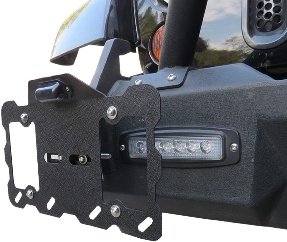 Vijay Plate Relocation Bracket Holder with LED Light License Plate Frame Mount for Wrangler CJ YJ TJ JK JKU JL and Gladiator JT Truck