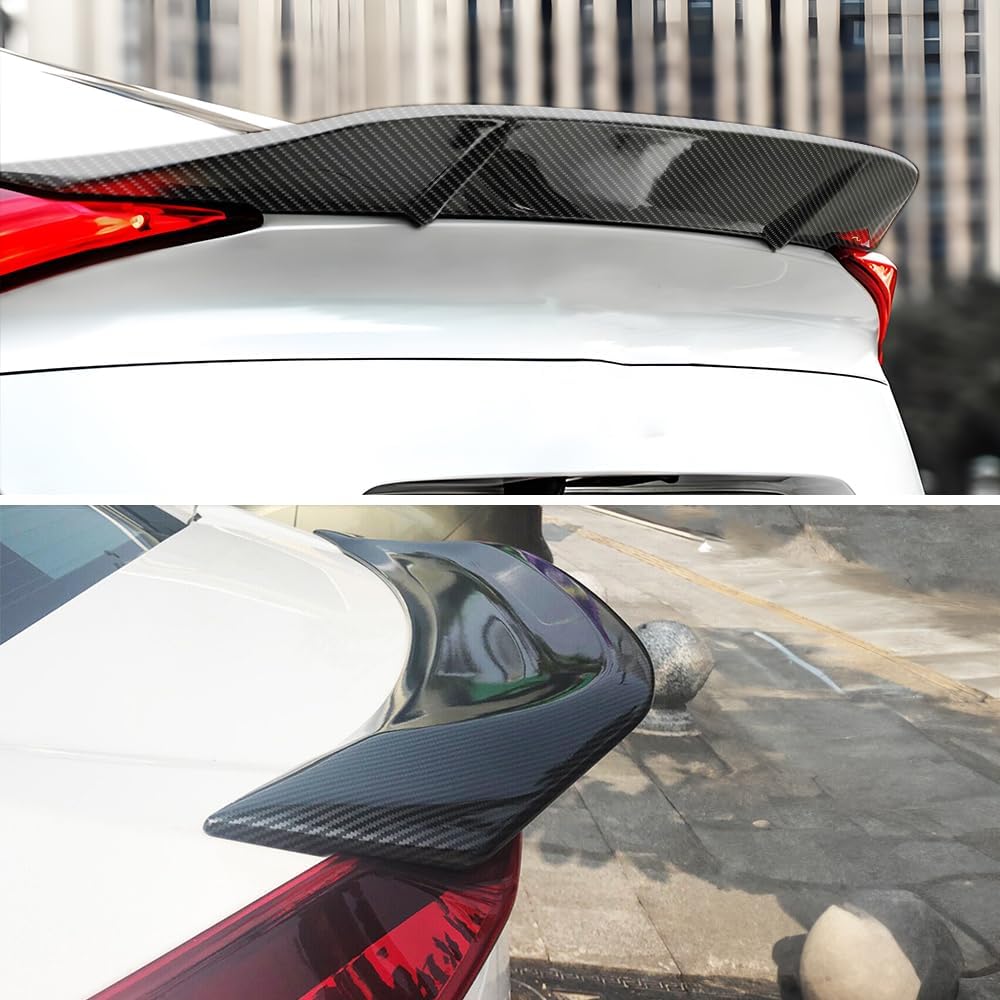 Trunk Spoiler Compatible with 2016-2021 Honda Civic 10th Gen Sedan LX EX Sport EX-L Touring Rear Spoiler, Carbon Fiber Look R Design Spoiler Wing Exterior Body Kit