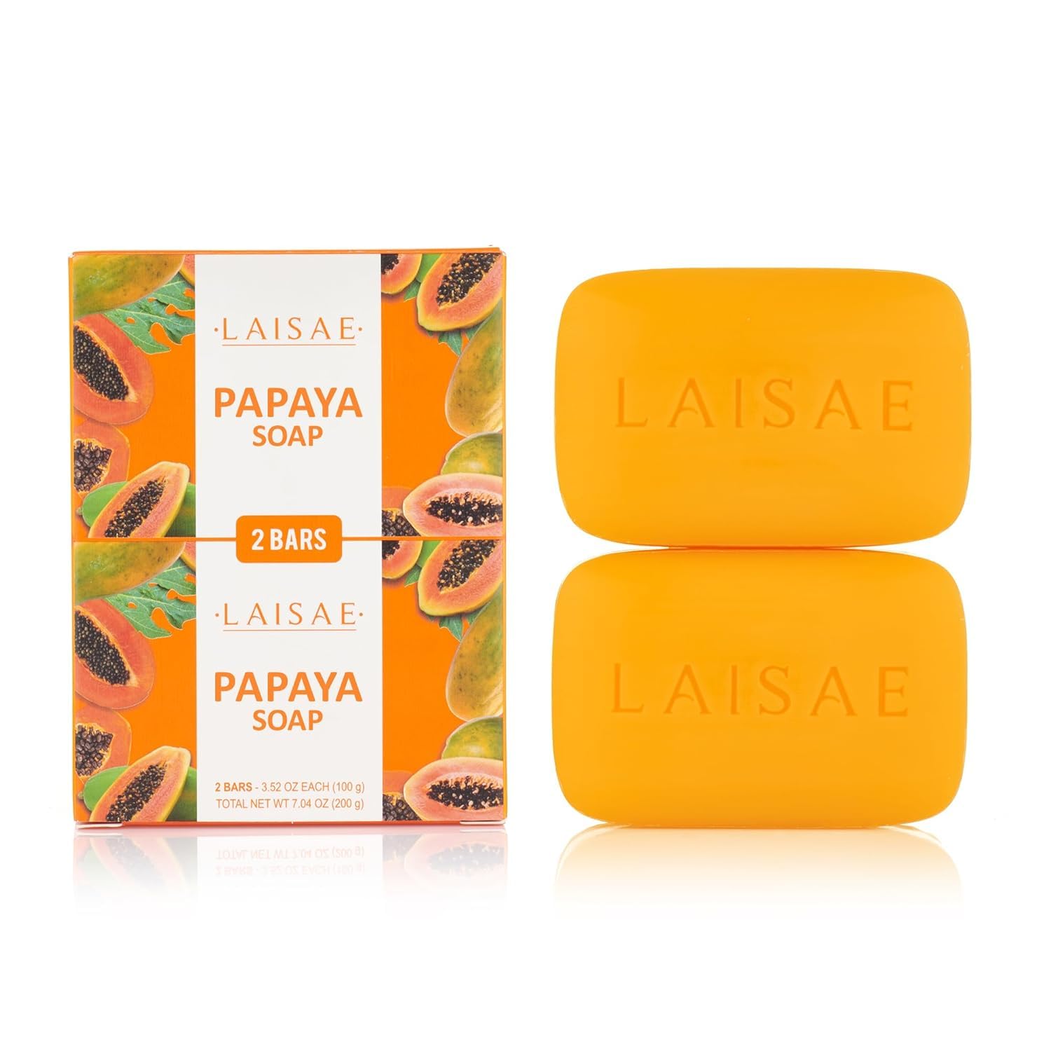 Papaya Exfoliating Soap, Hydrating Face Moisturizer with Niacinamide, Shea Butter and Aloe Vera, Even Skin Tone Body Cleansing Bar - Sensitive Skin Soap, Vegan, 3.52 oz (2 Bars)