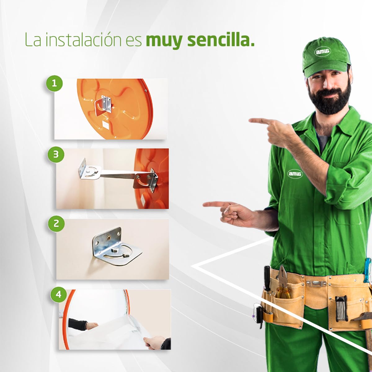 Amig - Espejo convexo de seguridad y vigilancia Ø30 cm de diámetro - Espejo de tráfico - Visión en ángulos muertos, columnas y esquinas en comercios y garajes - Color: Naranja