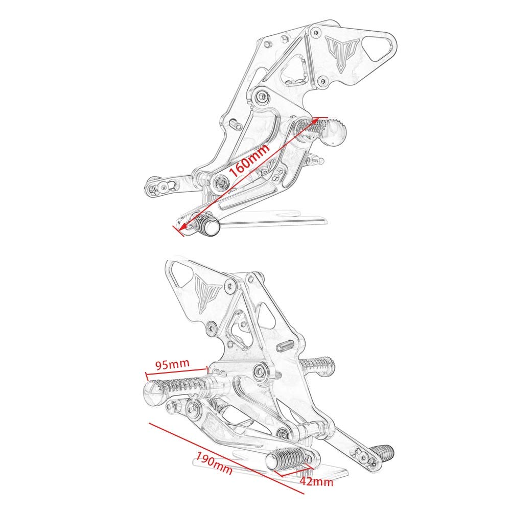 Reposapiés trasero ajustable for motocicleta, for, MT07 FZ07 MT FZ 07 2013 14 2015 2016 2017 2018 2019 2020