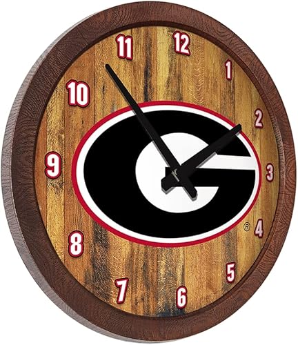 Miniatura 248 de The Fan-Brand NCAA Oklahoma Sooners: Faux Barrel Top Wall Clock Sports Team Bar Sign Décor - Home Man Cave, Party Decoration - Made On Demand
