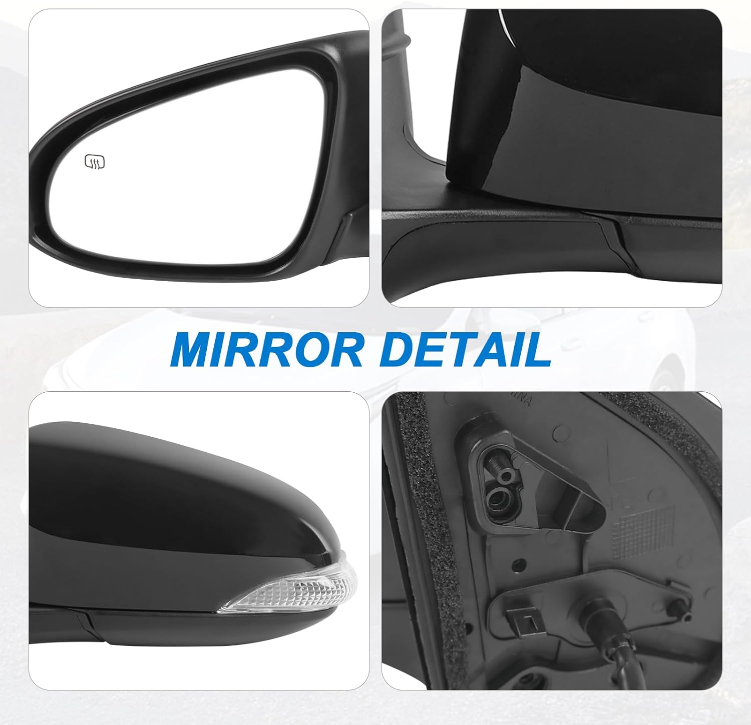 JDMSPEED Left Driver Side View Door Mirror Compatible with 2014-2019 Toyota Corolla with Power Glass Manual Folding Heated Turn Signal Light Black(7Pin)