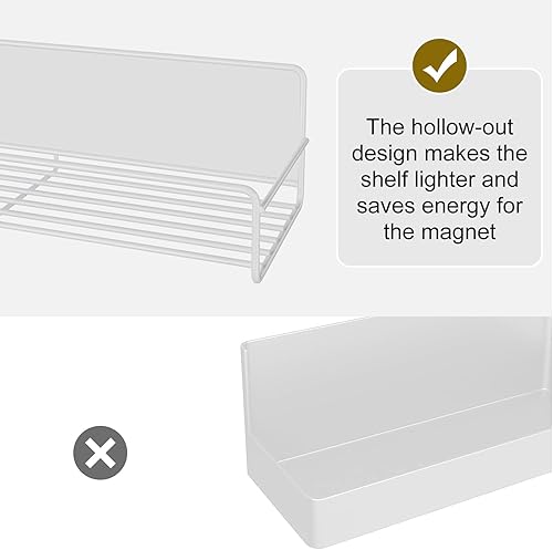 Miniatura 4 de Mystozer Paquete de 2 organizadores magnéticos blancos para especias, ahorro de espacio para refrigerador y pizarra, estante de metal para