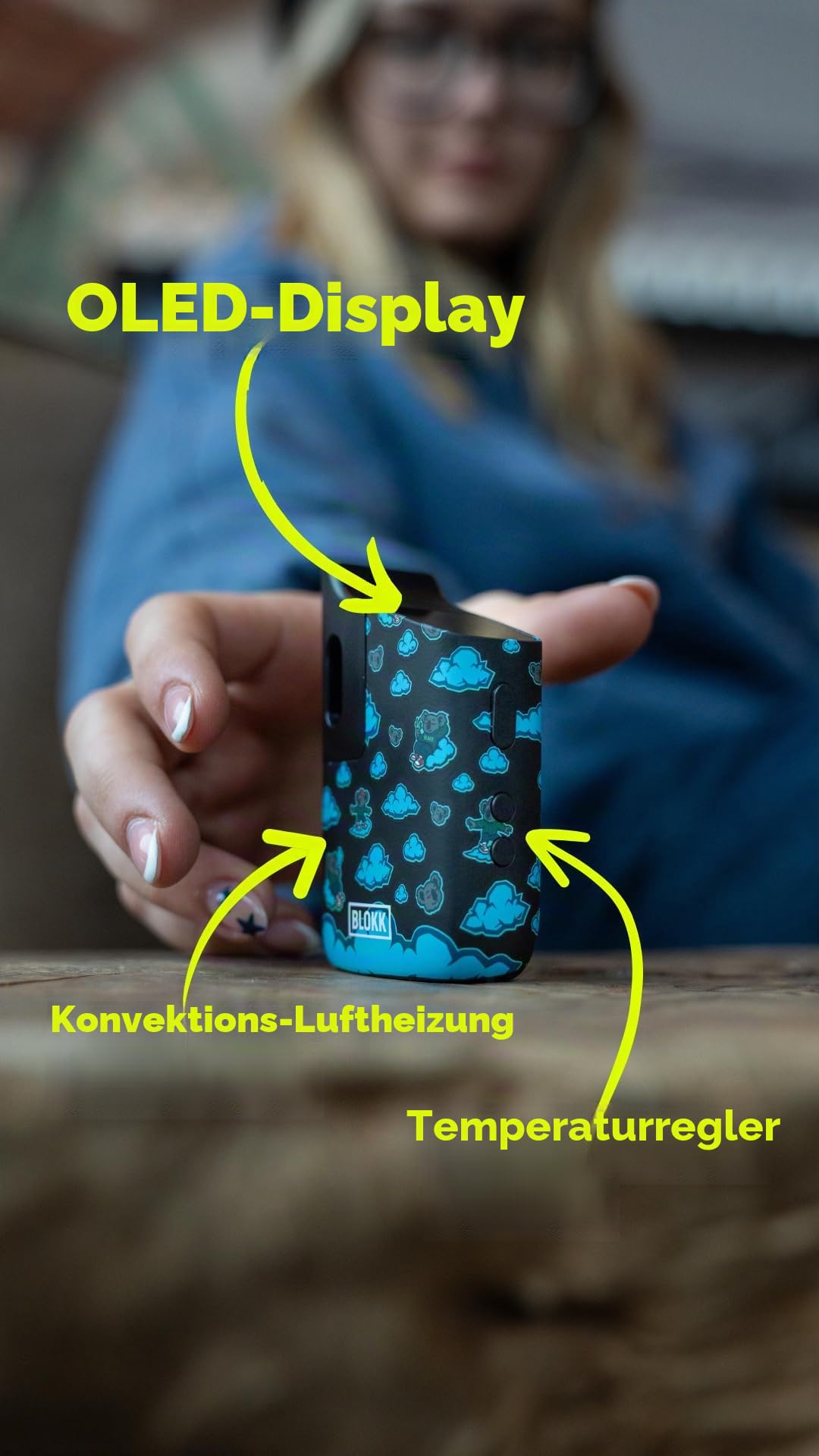 BLOKK ONE – Koala Design Vaporizer | Stylischer Kräuter Verdampfer mit Soft-Touch Finish & USB-C | Für Kräuter & Öle | OLED-Display, Schnellladung
