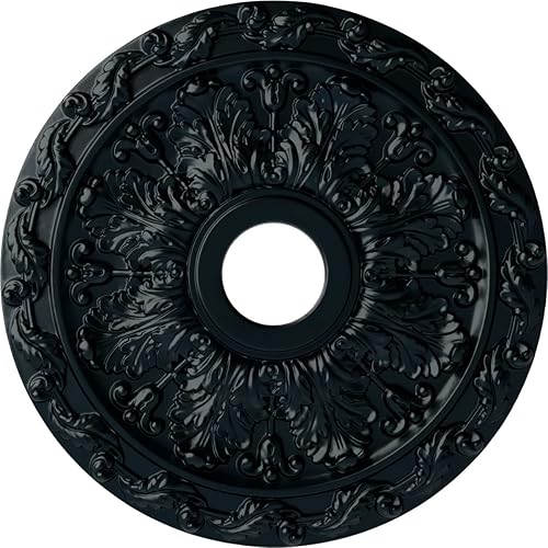 Vista 112 de Ekena Millwork CM19SP Medallón de techo de hojas de resorte, 19 7/8 "OD x 3 5/8" ID x 1 1/4 "P, imprimado en fábrica Imprimación de fábrica.
