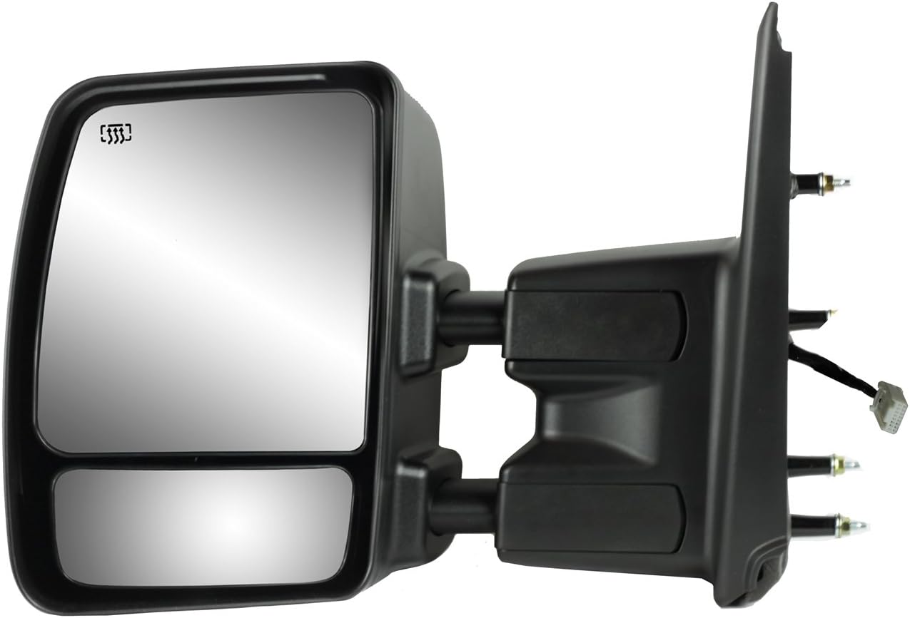 Fit System 68124N Driver Side Towing Mirror for Nissan NV 1500, 2500, 3500, extendable, Textured Black w/Chrome Cover, Dual Lens, Foldaway, Heated Power