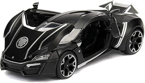 Miniatura 3 de Jada Toys Marvel Black Panther & Lykan Hypersport - Coche fundido a presión, vehículo a escala 1:24 y figura coleccionable 2.75, (99723)